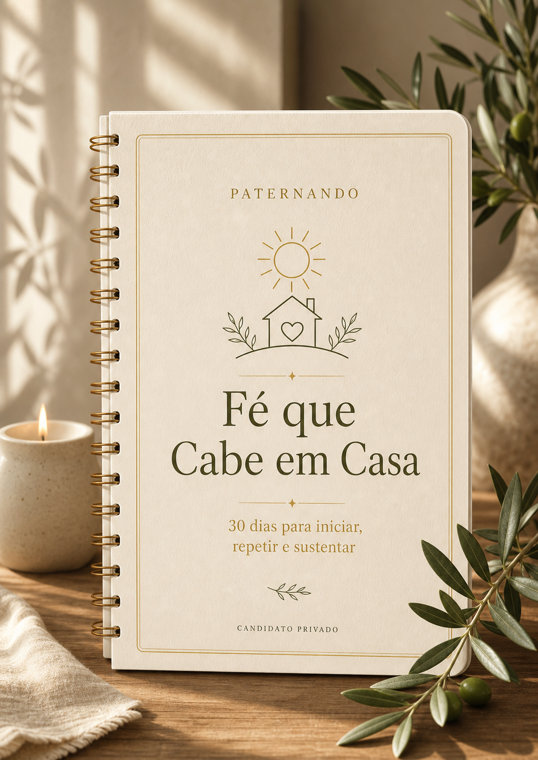 Mockup do guia Fé que Cabe em Casa